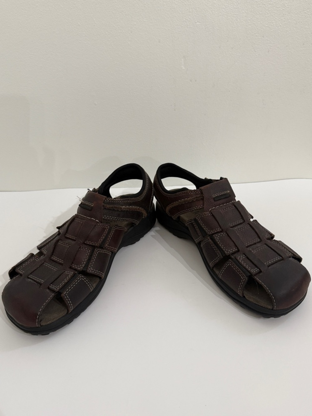 NEW CLARKS Fisherman Sandals Mens Size 9M Brown Leather Adult - Picture 5 of 10